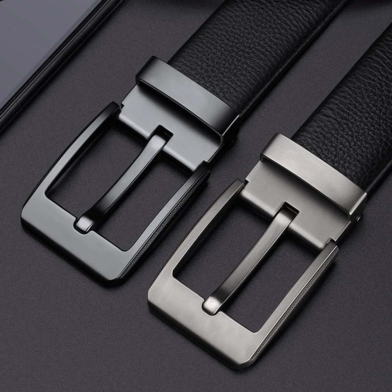 Real Cowhide Luxury Business Casual Horse Designer Automatic Buckle Belts Men Split Genuine Leather Belt
