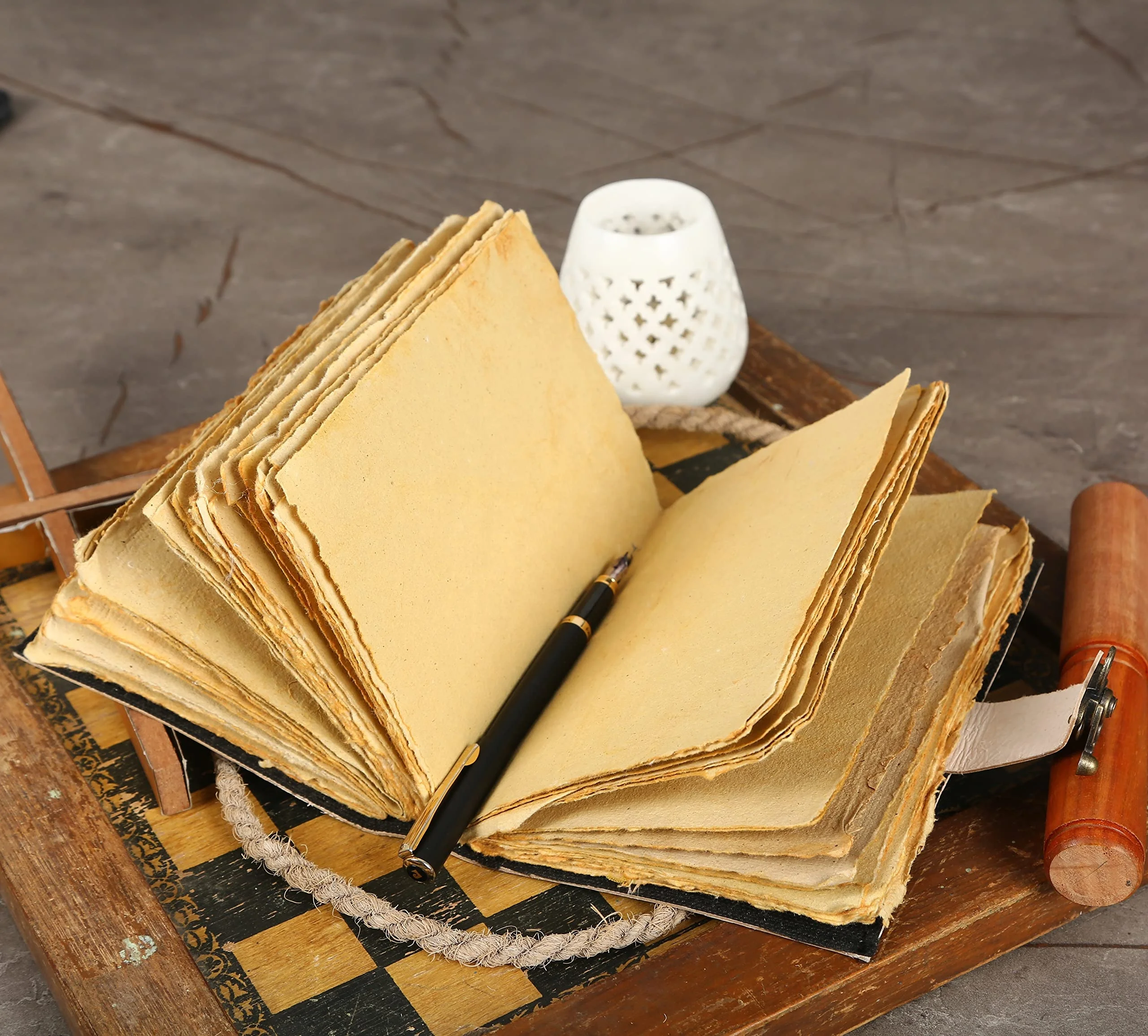 Luna Moth Blank Spell Book Of Shadows Journal with Lock Clasp Vintage Handmade Leather Butterfly Print Diary Prayer Pagan