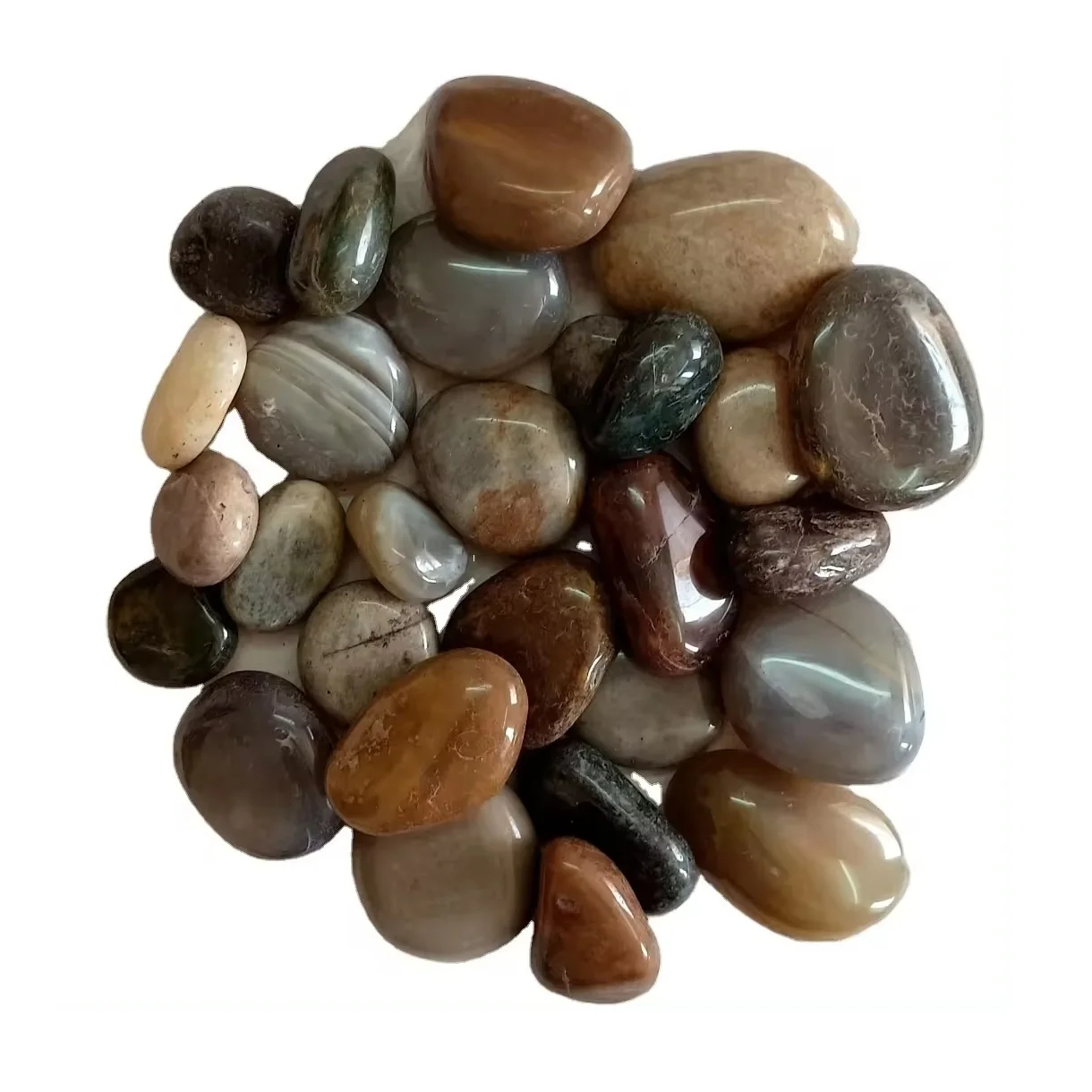 Most Selling Natural Stone Polished Mixed Color Decorative River Stone Pebble for Hoem and Garden Decoration