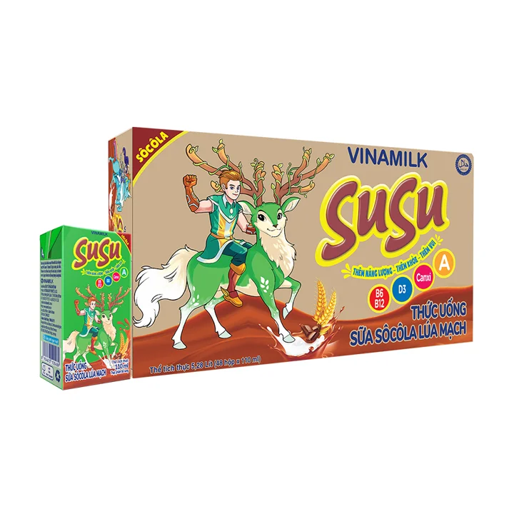 Vinamilk - Susu IQ - Ambient Drinking Yogurt for Kid - Chocolate & Malt Flavor - Wholesale - Box 110ml X 24 Per Carton HALAL ISO