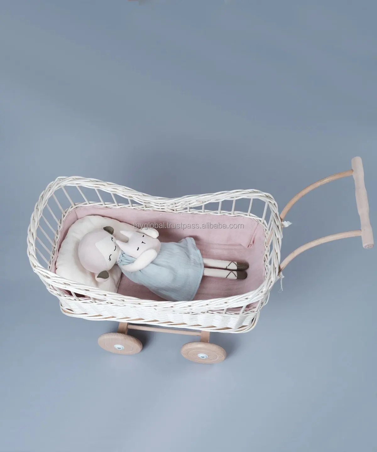 Rattan doll for kid toys small baby stroller hot sell made by rattan 100% natural