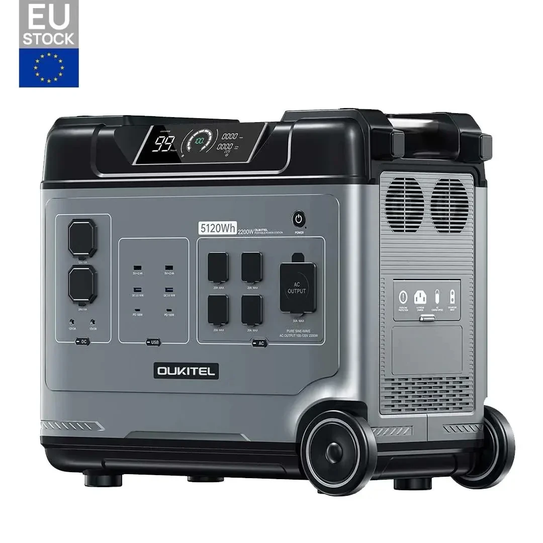 Высокая емкость 5100WH Oukitel P5000 портативная электростанция 512V 100AH Germany склад 220V ACDC идеально подходит для расширенного питания