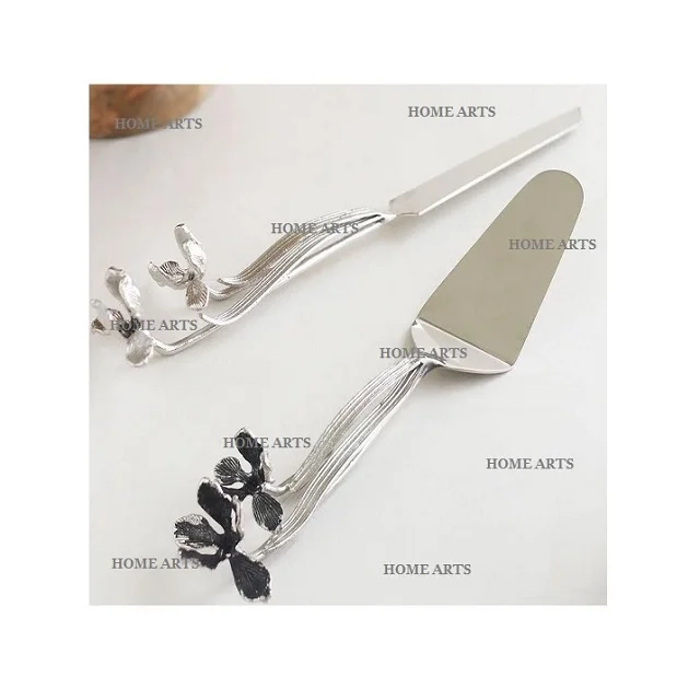 Designer Stainless Steel Cake Spoon And Knife Set Handmade Silver Color Kitchenware Cutlery Set For Top Selling
