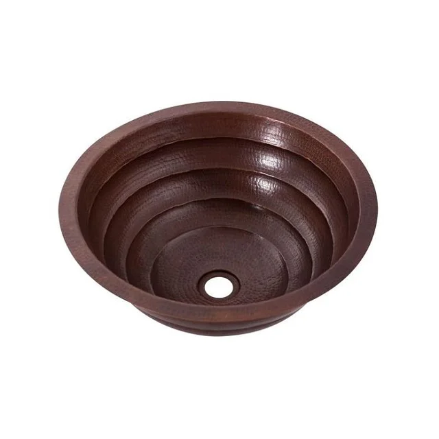 Classic design copper hammered wash basin sink round shape customized size kitchen sink for best selling