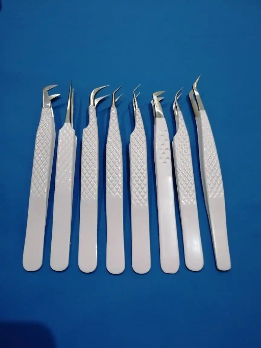 volume professional eyelash extension Wholesale High Quality Plastic white color tweezers from Pakistan
