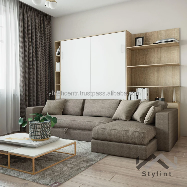 Set of home furniture transformer bed 2000x1600 mm with shelves & corner sofa high quality from manufacturer modern furniture