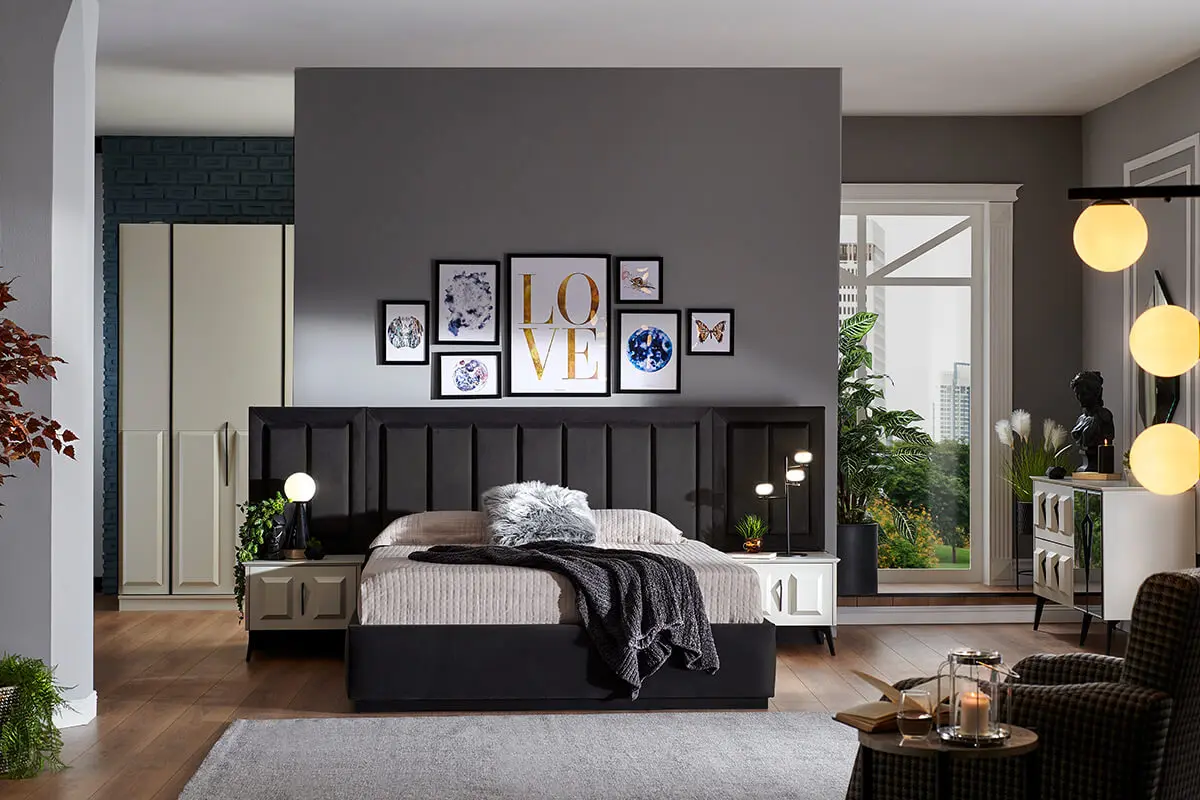 Bedroom Set Wardrobe Chest of Drawer Mirror Bed wth Storage Night Stand Modern istanbul style home living furniture (iDER Safir)