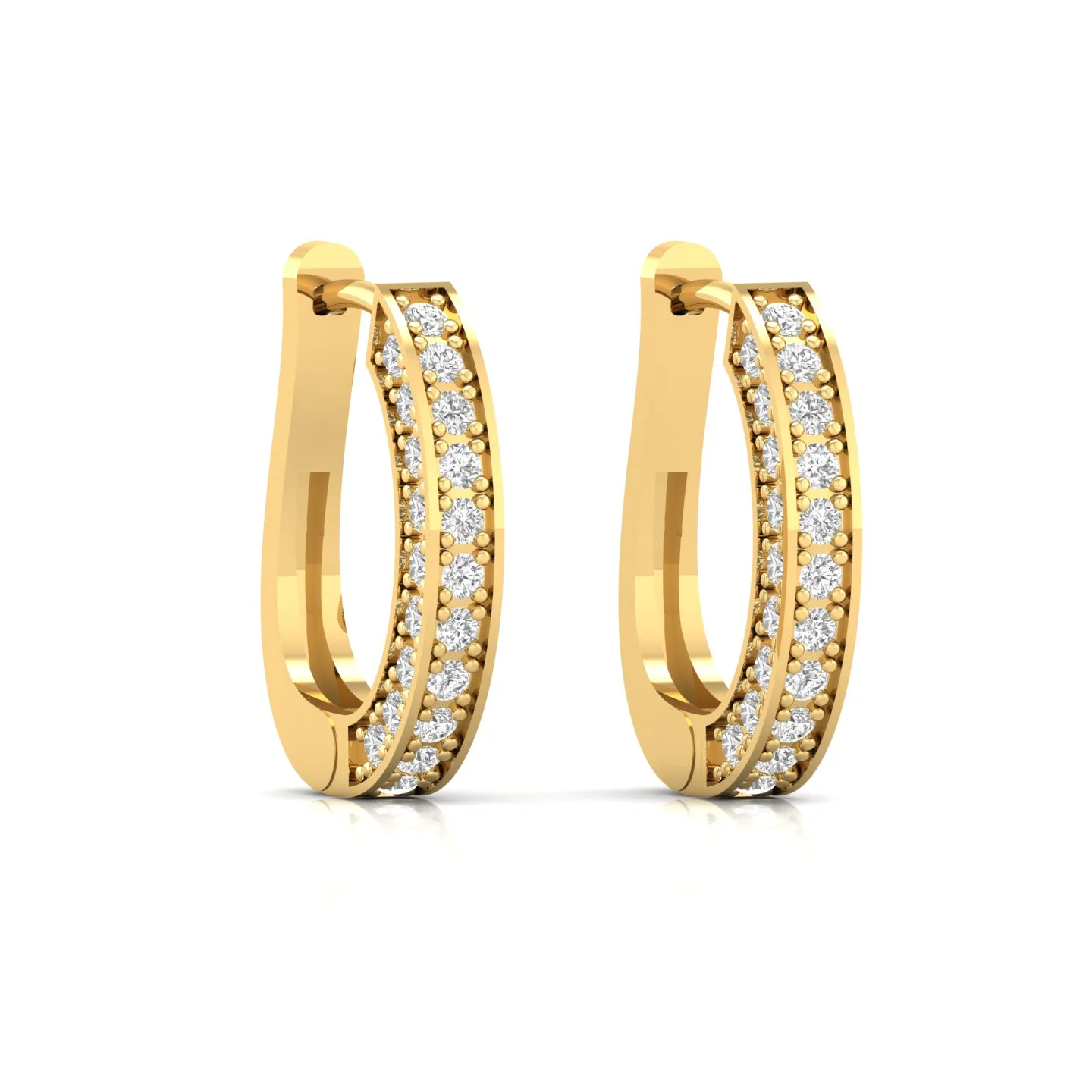 High Quality 0.58CT Round Cut Diamond 14k Solid Gold Hoop Earrings with Latest Designed Hoop Earrings For Sale