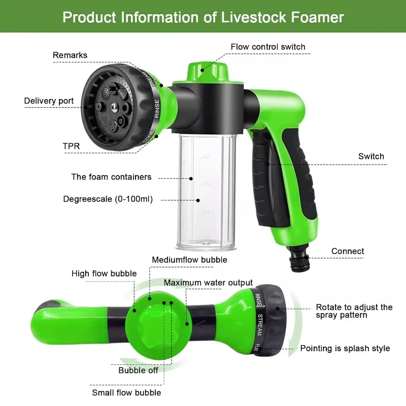 8 Spray Patterns for Watering Plants Garden Hose Nozzle High Pressure Spray Gun Nozzle for Watering Plants Lawn Patio, Cleaning