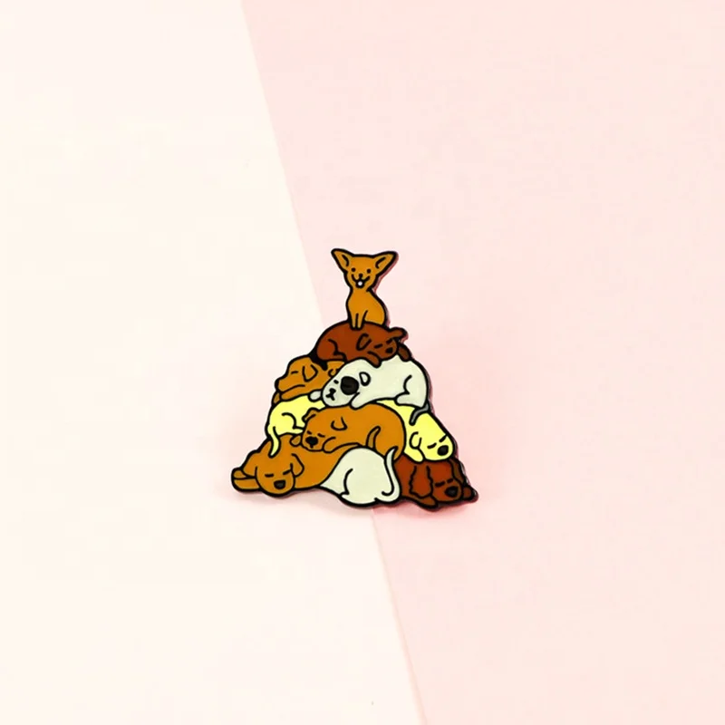 Enamel Cute Animal Pug Cartoon Brooch Jewelry Ladies Mens Kids Denim Jacket Lapel Pin