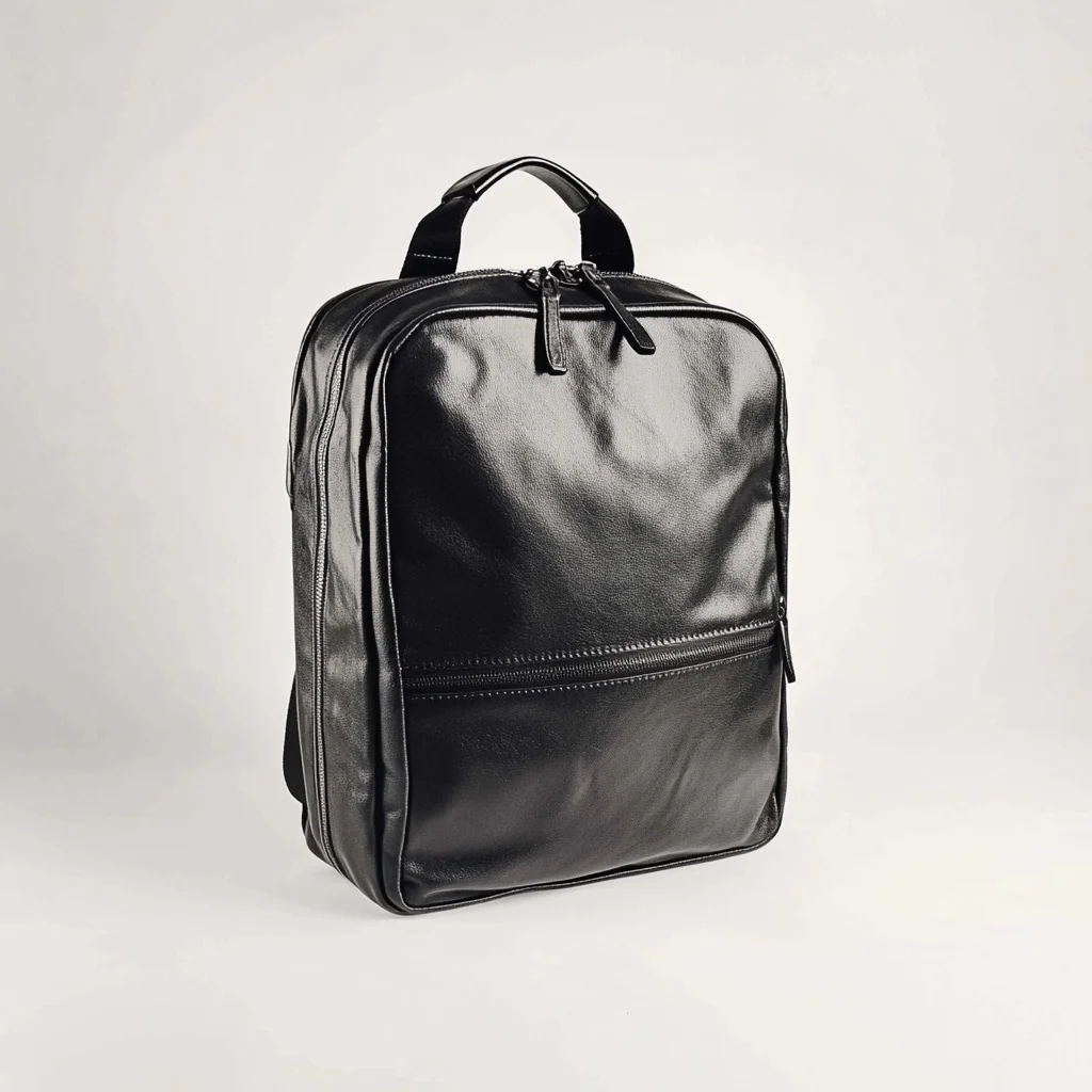 High Quality Unisex Stylish Durable Daily Organizer Black Genuine Leather Camera Backpack Bag