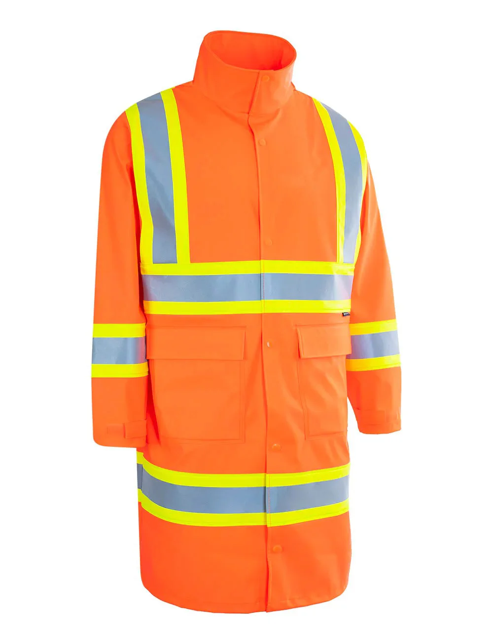 Hi Vis Fire Resistant Long Rain Coat  Fluorescent with Water Resistance  Flame-resistant Material Wholesale Waterproof Rain Coat
