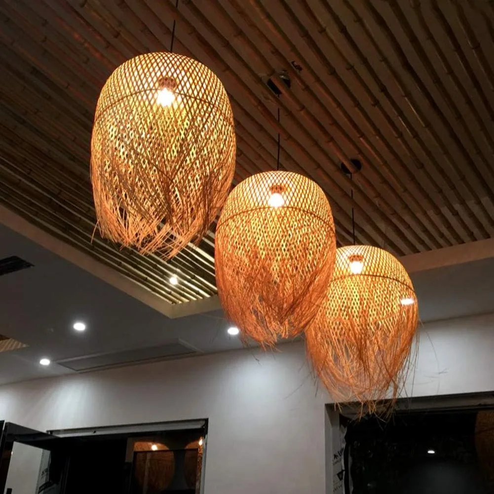 Best Choice Design Bamboo Jute Corn Husk Lampshade Frame Chandelier Ecofrienly Decorations for Home