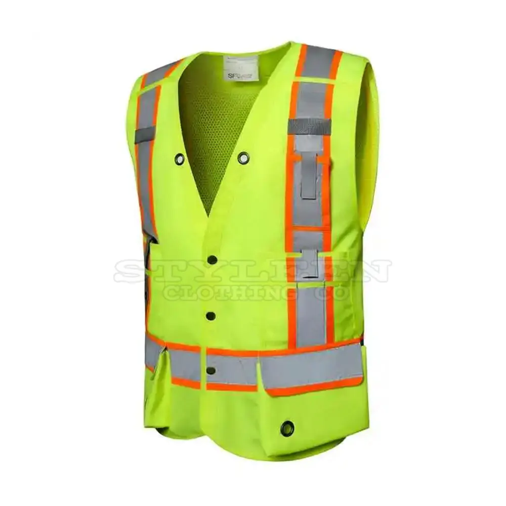 Quality Manufacturer Wholesale Best Orange Green Black LED Lights Vest High Visibility Jacket Engineer Safety Reflector Vest