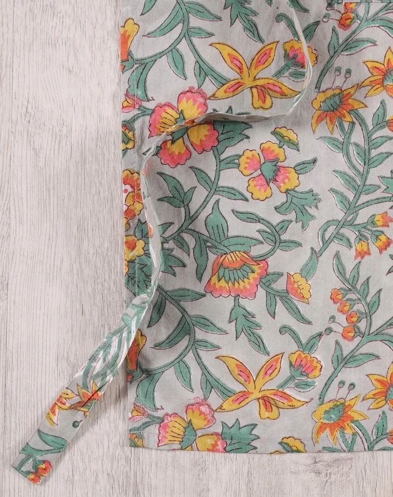 Best Selling Harvest Apron Kitchen Organic Cotton Fabric Block Printed Plain Dyed  kitchen Accessories