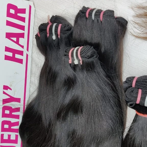 Raw wholesale unprocessed virgin natural straight Wavy curly bundle genius weft indian temple human hair extensions