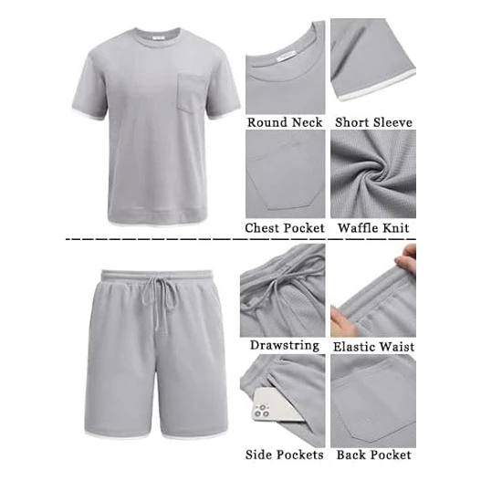 Men 2 Piece Set Cheap Factory Price Wholesale  Sportswear Men Sets Summer Short Sleeve Tshirt Customise 250gsm 100% Cotton