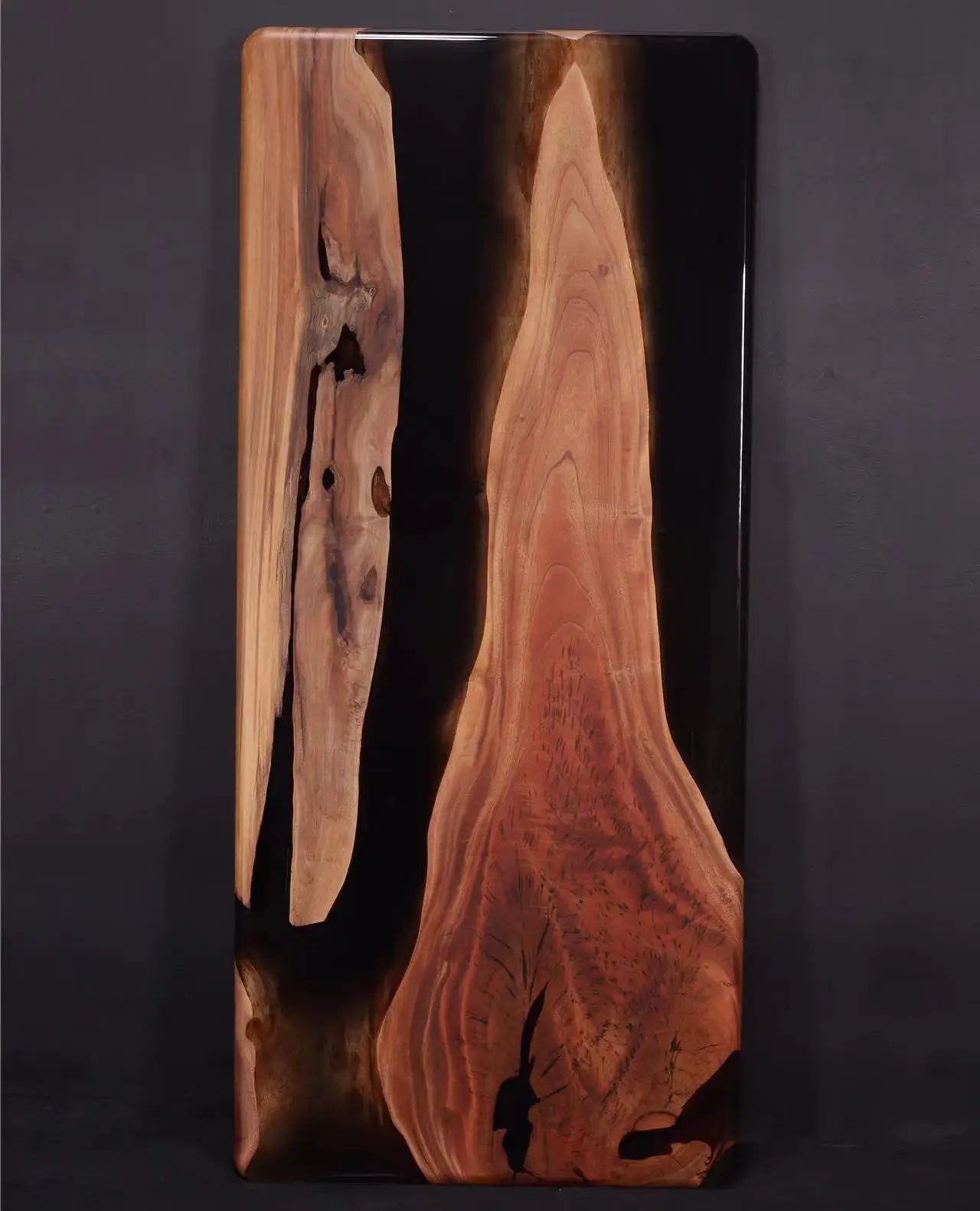 Dark Grey Resin Office Table Epoxy Wood Table Dining Room Furniture Solid Wooden Epoxy Dining Wooden Table