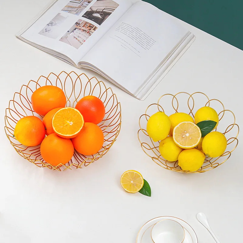 Creative Wire Countertop Golden Iron Vegetable Storage Fresh Gift Storage Metal Mesh Kitchen Fruit Basket