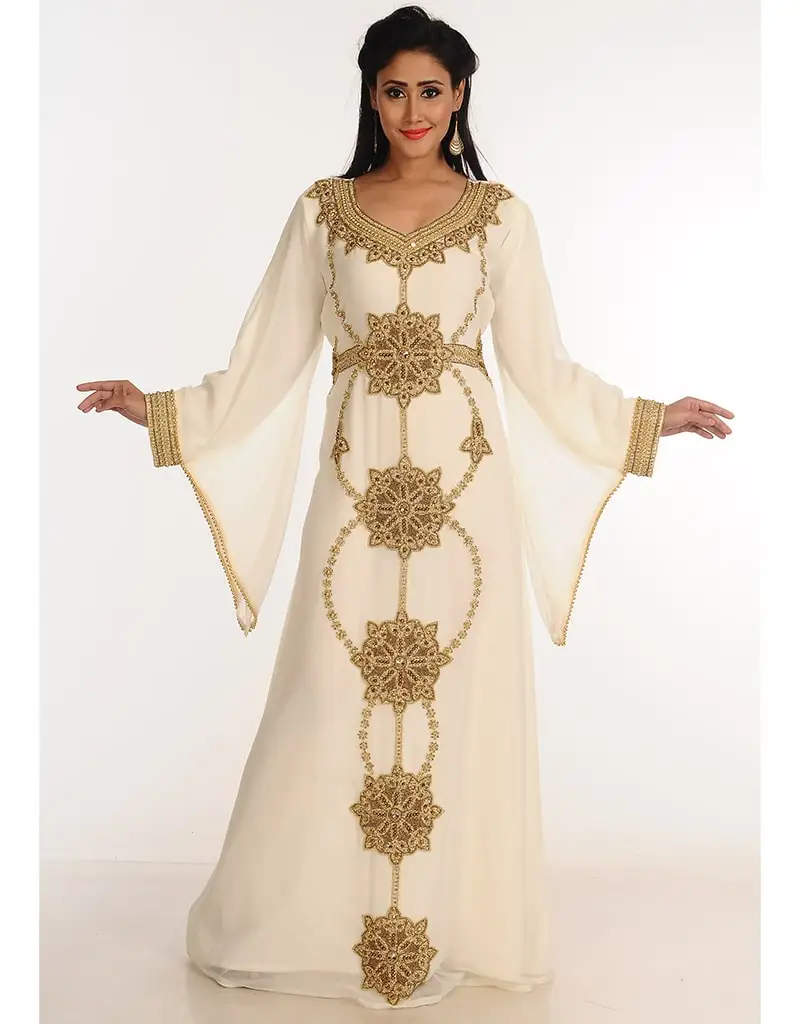 dubai most stylish kaftan Middle East Embellished Stone And Beads Abaya Custom Luxury Black Kaftan Abaya Dubai