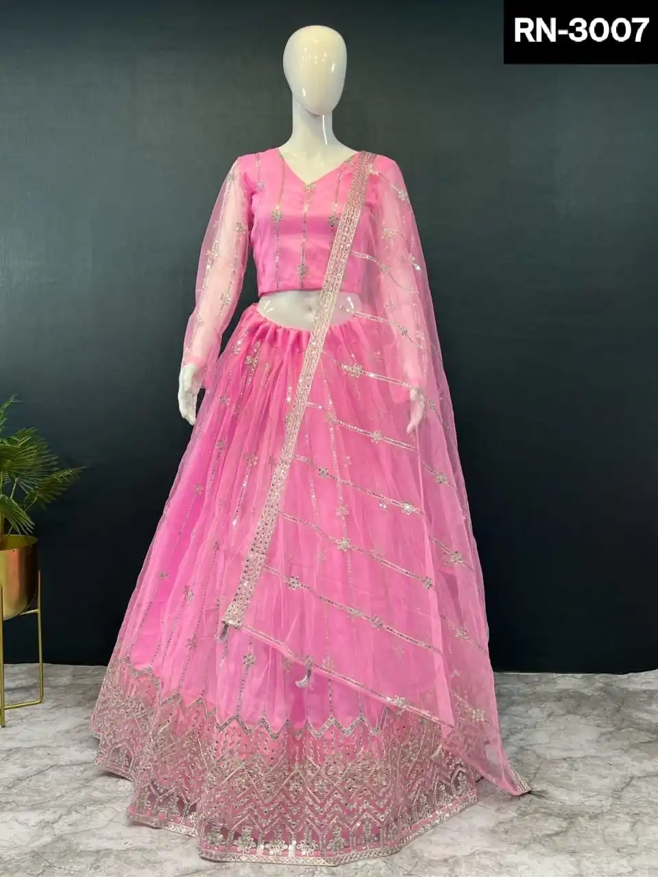 Indian Ethnic Wear Heavy Net Material Lehenag choli with Embroidery and Sequence Work and Can Can Attached in Lehenga for Women