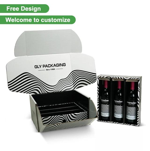 Custom Made Wine shipping paper box Luxury Rigid Cardboard Liquor Set Packaging Boxes wine mailer Glass Paper Gift Box