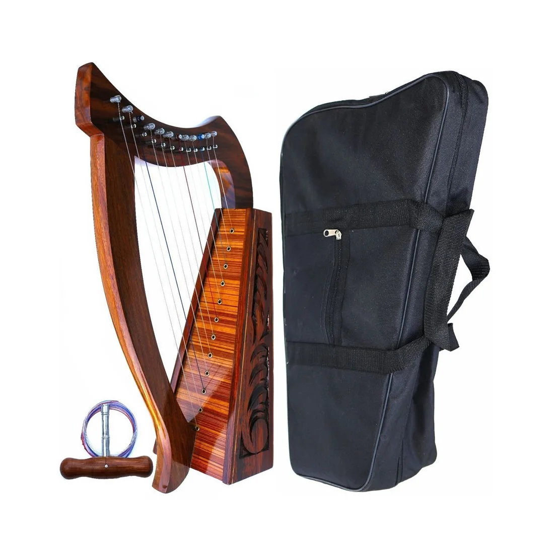 12 STRINGS IRISH HARP Irish Engraved Harp RosewoodTrinity & Boru Harp