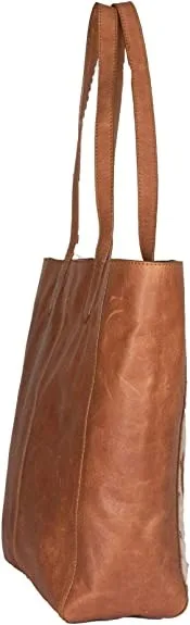 Western Cowhide and Leather Tote Handbag with Vegetable Dyed RFID Blocking Bag Essential Spacious Wholesale Weekend Work Travel