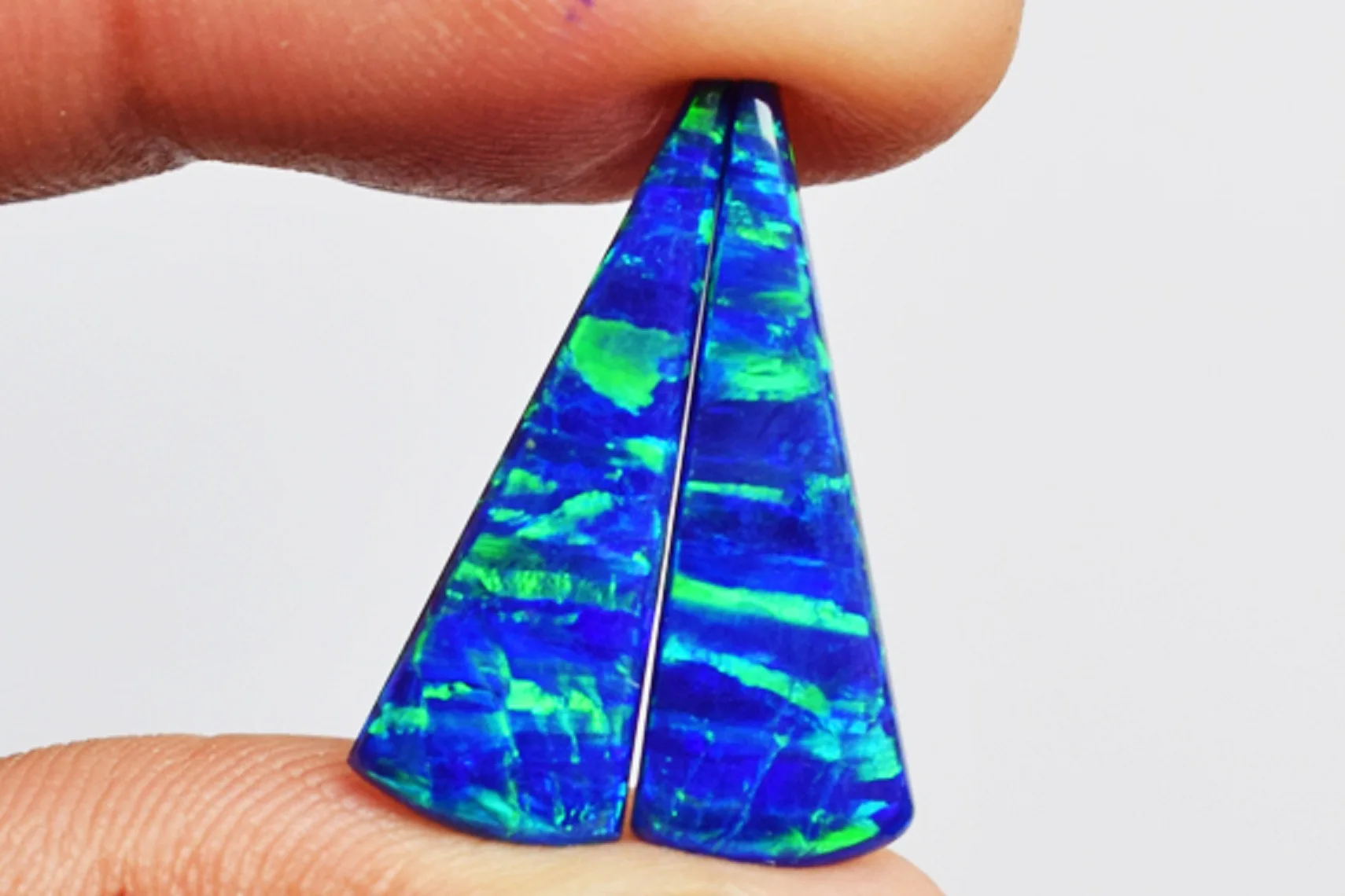 Cabochon Size 22x6x2.5 MM Earrings Jewelry Making Pair Gemstone Fire Opal Supply Handmade Pair Sparkling Blue Green Fire Opal