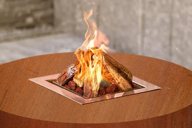 square gas and wooden burning home garden stove fire pit table outdoor corten steel smokeless firepit heater