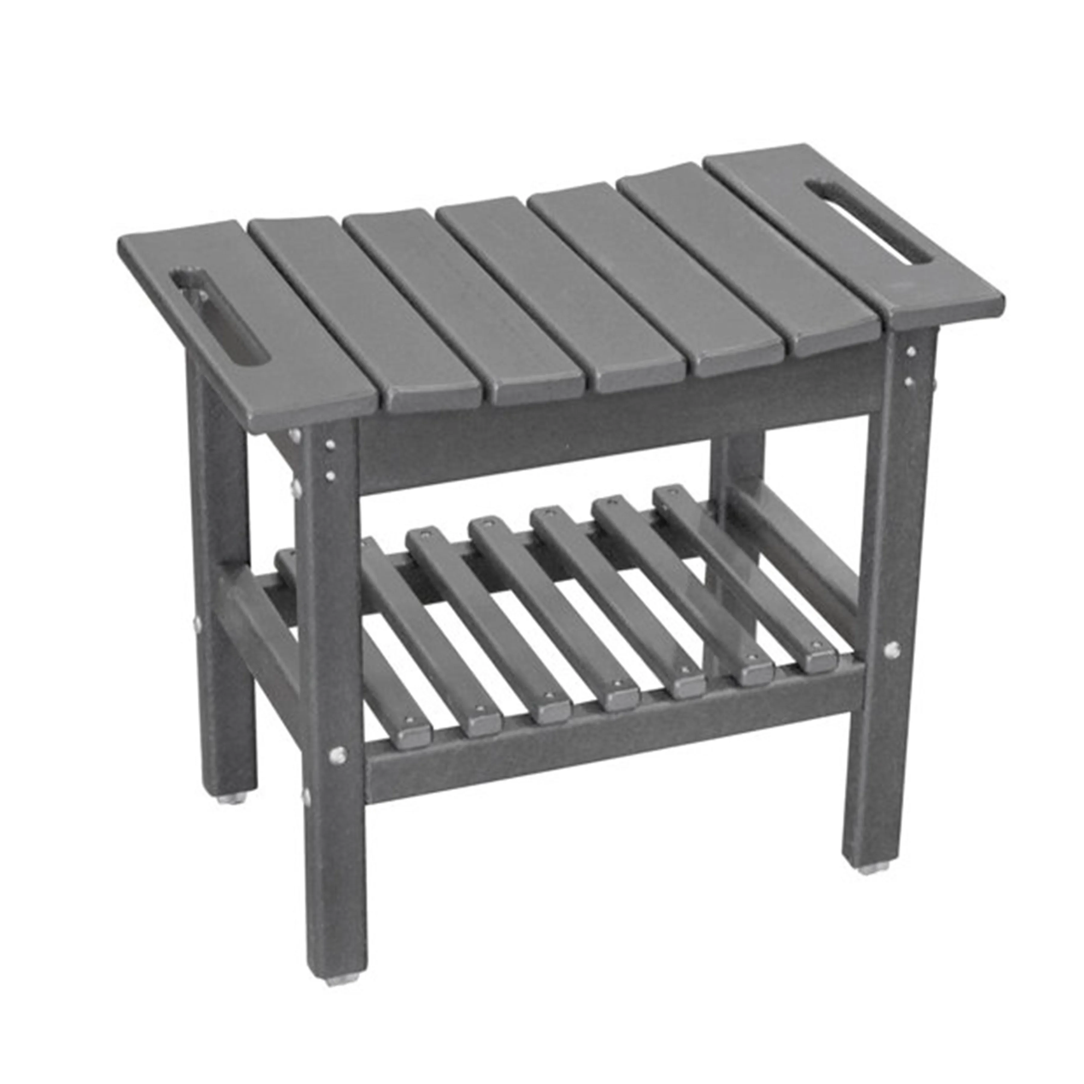 Shower Bench Solid Teak Wood Grey Finish Camellia