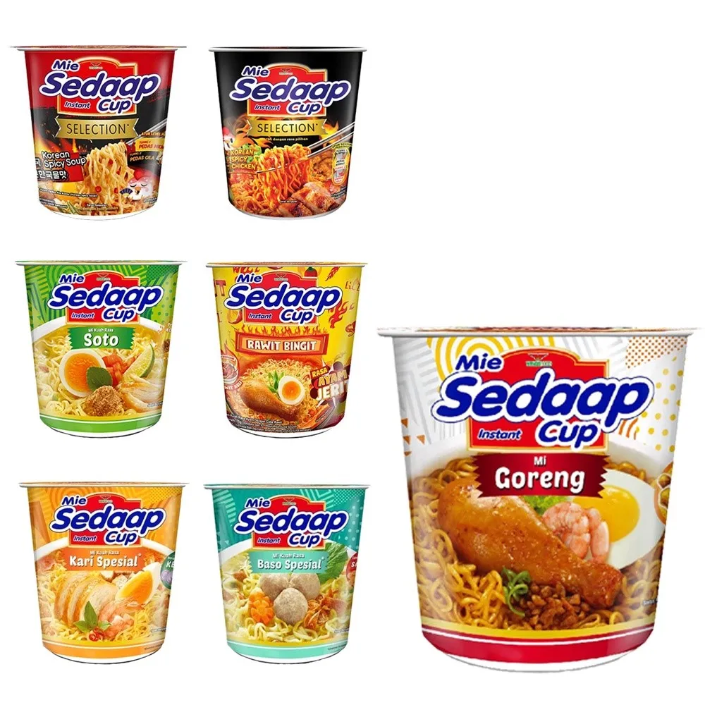 WHOLESALE Food Instant Noodles Sedaap Mie Soup 81g Cup Korean Spicy Hot Indonesia Products. LOW PRICE