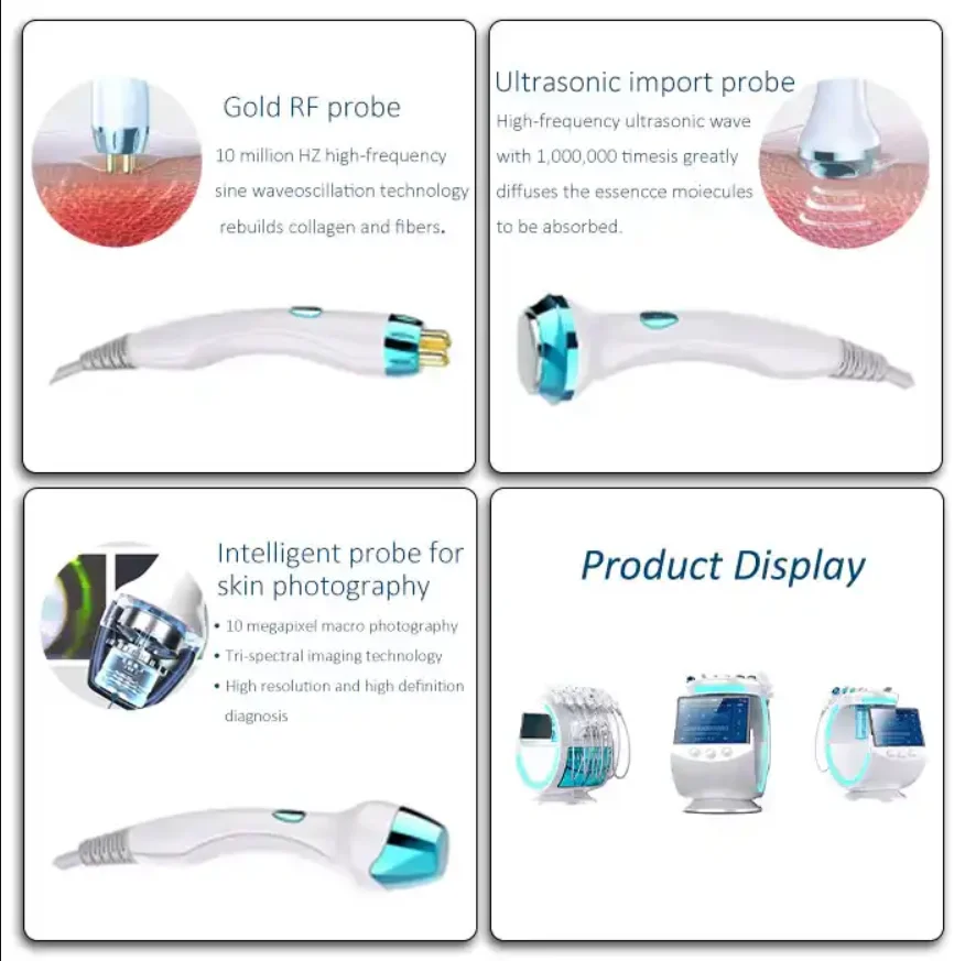 7 in 1 Smart Ice Blue uv skin analysis machine ultrasonic skin peeling scrubber microcurrent facial deep cleaning machine