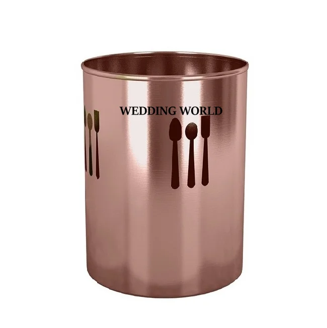 Vintage Metal Utensil Caddy Copper Plated Handmade Designer Flatware Caddy Classic Stylish Wholesale Utensil Holder