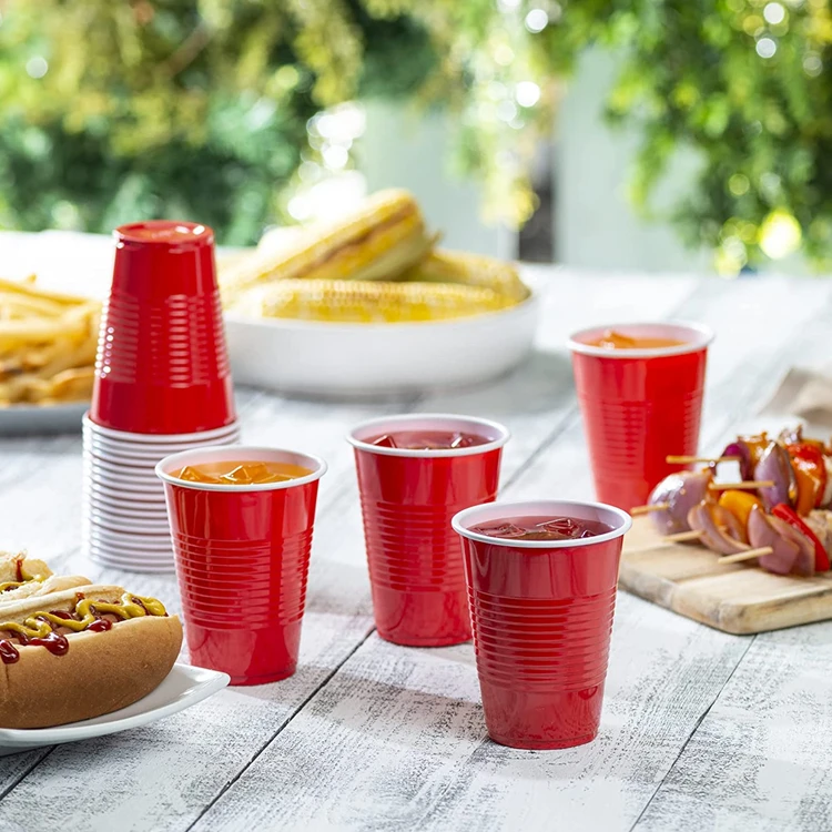 Wholesale  Custom  9 oz  Red  Drinking Cup Disposable Party Plastic Cups