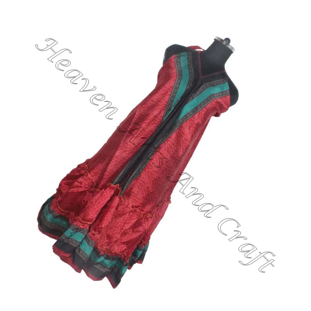 Bohemian Women Cheap Recycled Sari Silk Dresses Latest Fashion Causal Long Beach Dresses Ladies Elegant Dinner Gown Sleeveless E