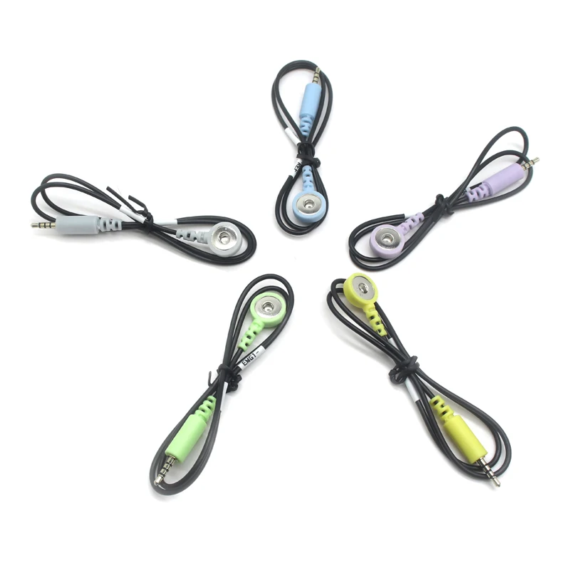 Customized ECG 2.5mm 4 Poles Audio Plug To 4.0mm Electrode Button Lead Wires Cable With Resistor Value