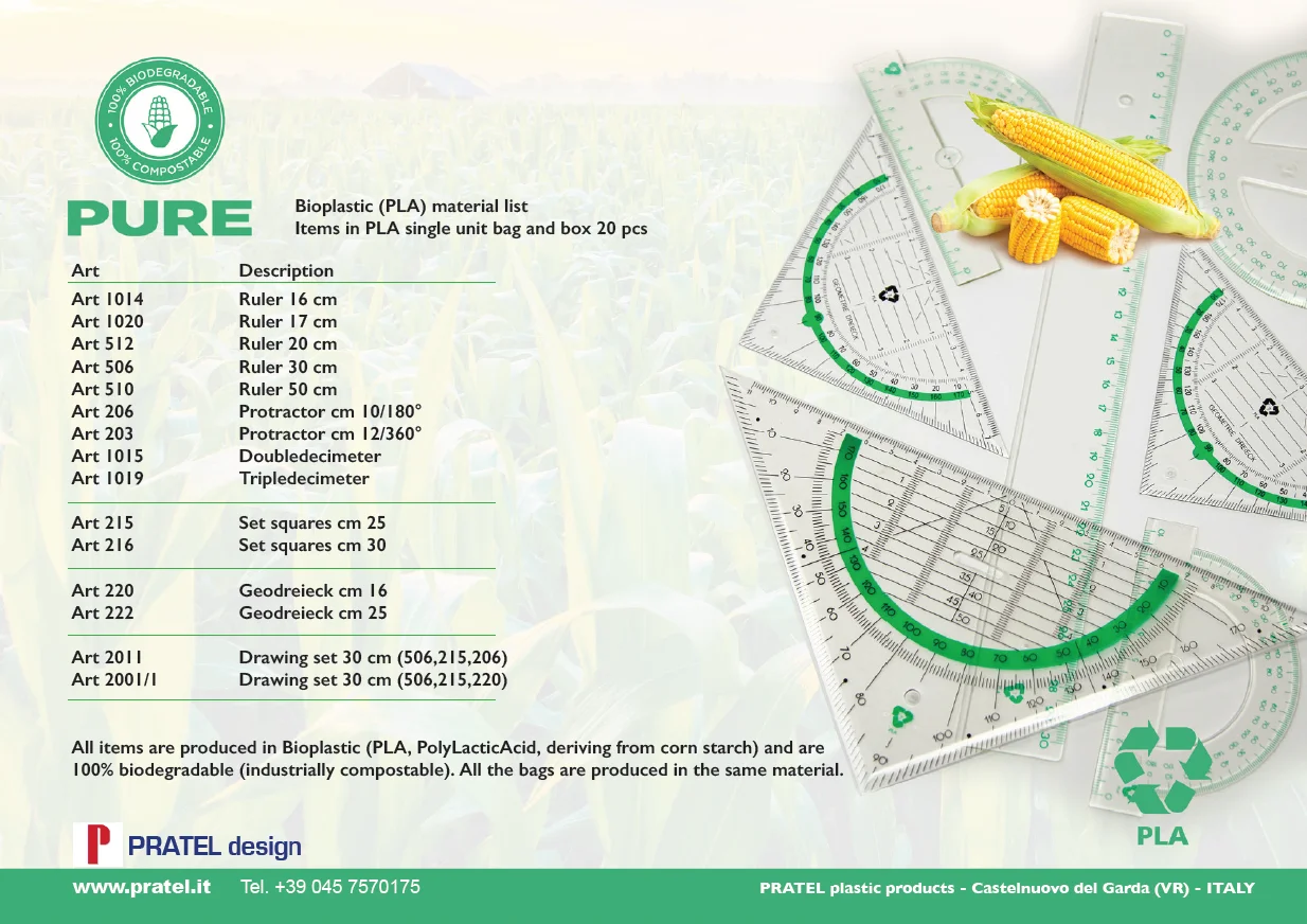 High quality transparent compostable PLA polylacticacid 100% biodegradable plastic ruler 16 cm for office