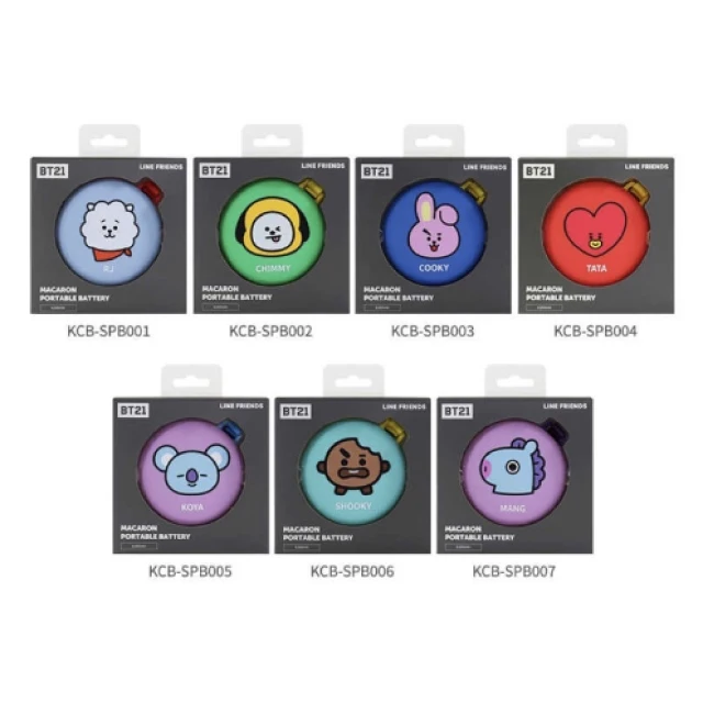 Bts Tiny BT21 Macaron Characters Auxiliary Battery(6,200mAh) pop-up store for sell Bts special promotion goods for kpop fans