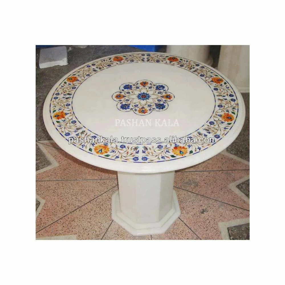 Глянцевая отделка и офисная декоративная столешница для инкрустирования кофе чая с цветочным дизайном белый мрамор перламутровая