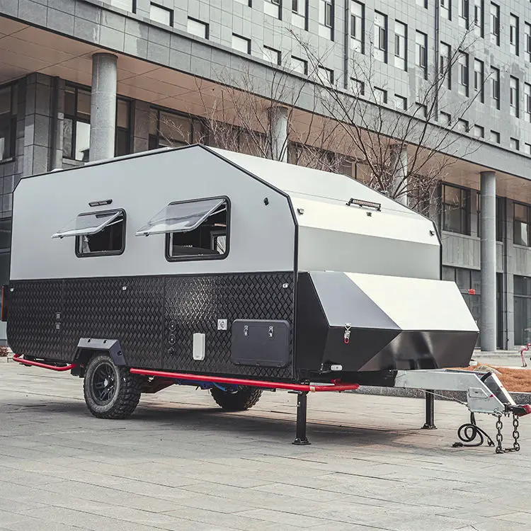 2024 Galvanized Steel Movable 4WD Camping Trailer Household RV Off-Road Mini Caravan For Outdoor Camping Teardrop Camper Trailer