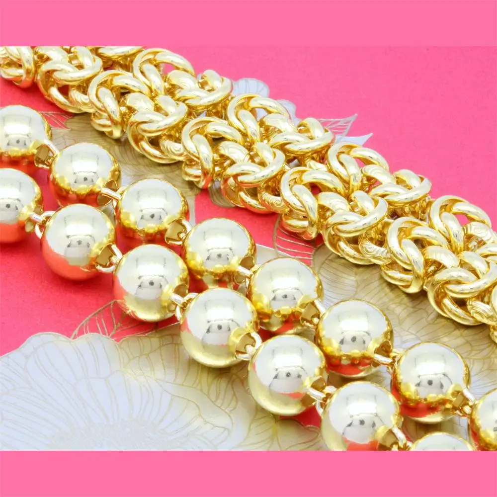 Classic Design Factory Price 24K Yellow Gold Filled 8.2mm Beads Mens Gold Plated Chain