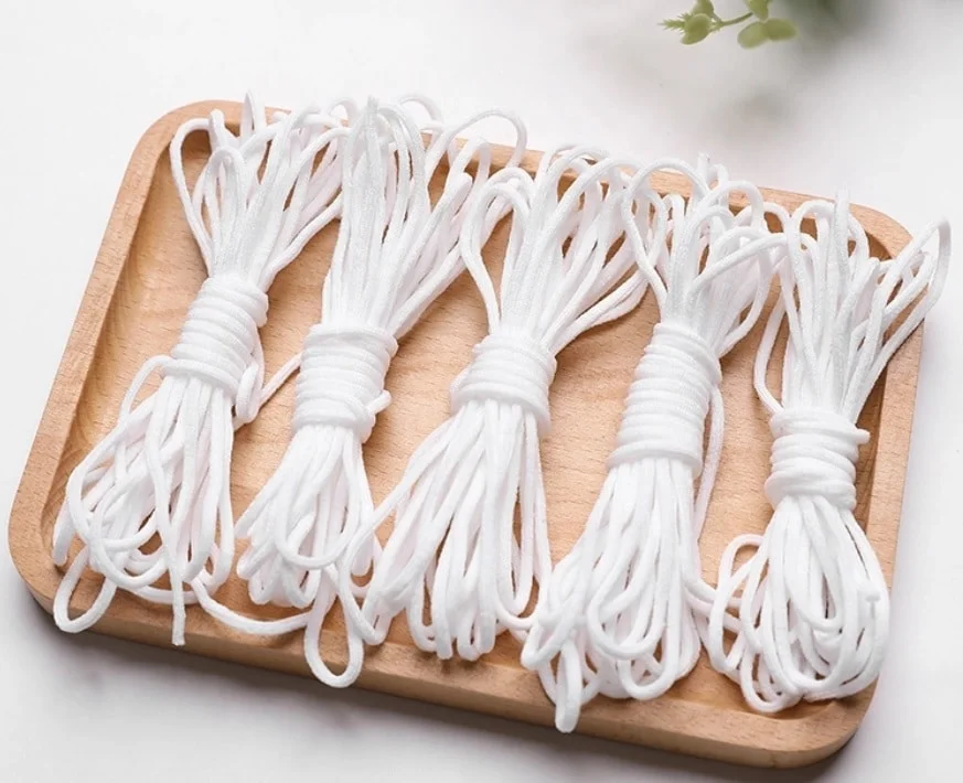 Manufacturer material elastic hank facemask shield band round flat earloop for facemask wedding flat round rope