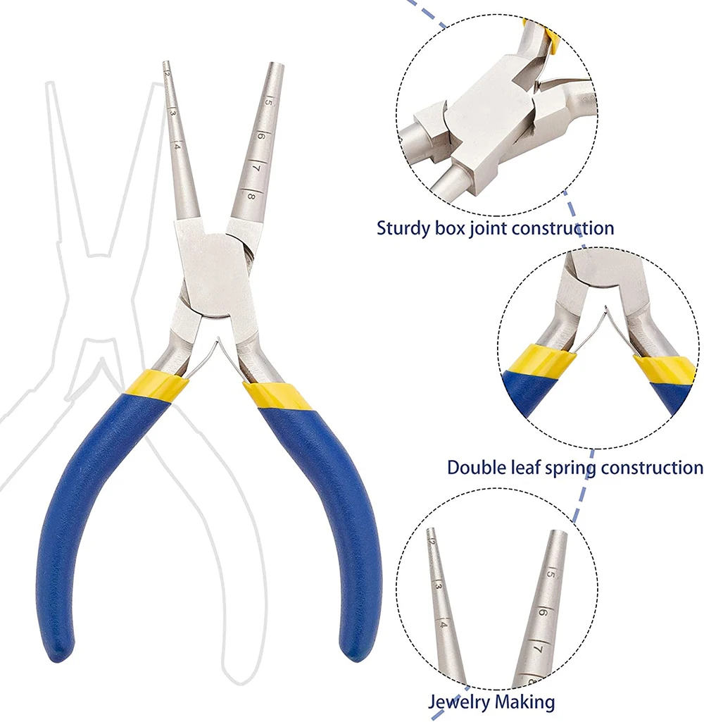 Wire Looping Pliers With Non-Slip Handle, Precision Round Nose Pliers (2~8mm Loops) For Beading Jewelry Making And Wire Forming