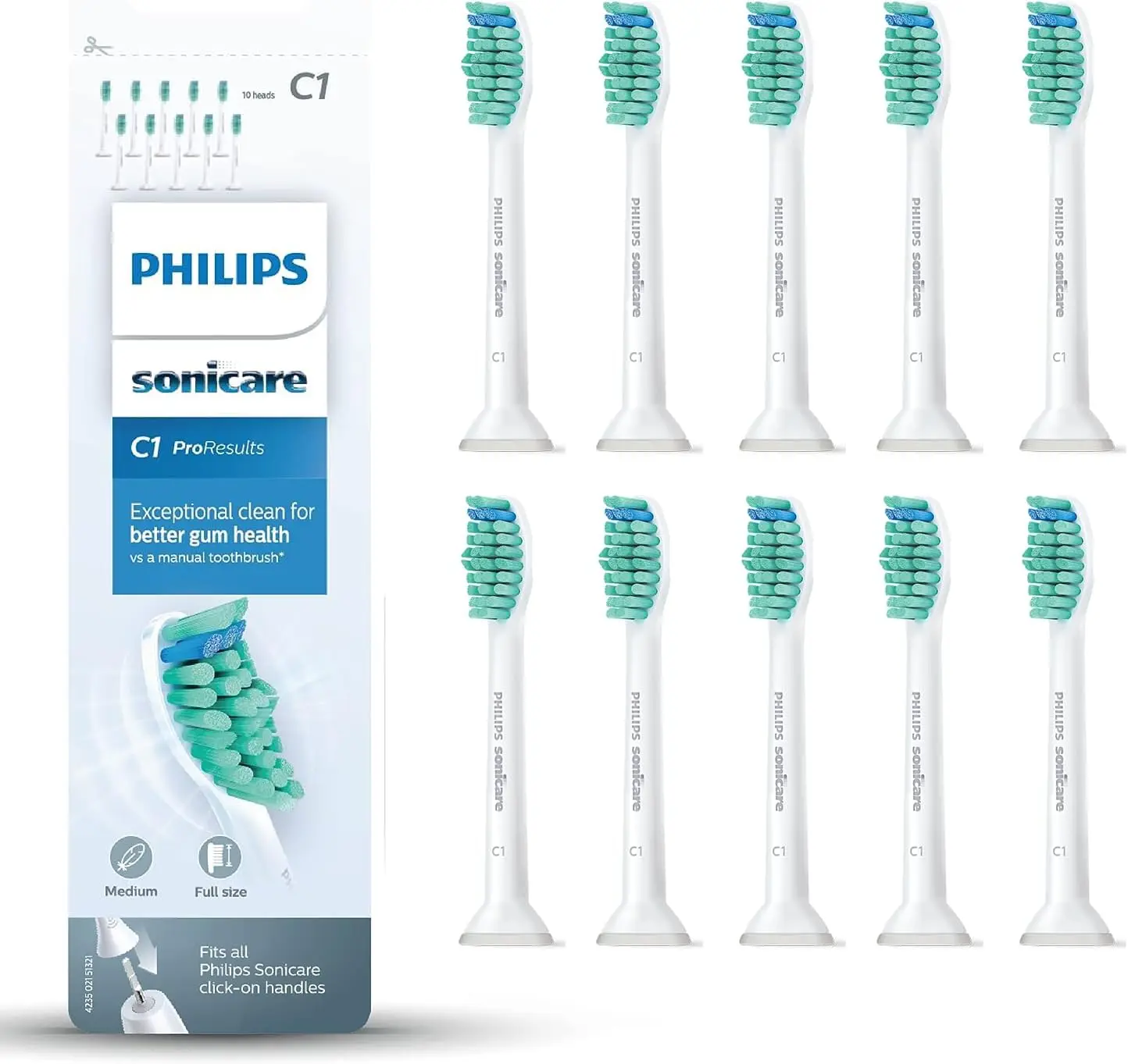 Philips Sonicare оригинальные ProResults Standaard sonische opzetborstels 10 штучек в остроумии (модель HX6010/32)