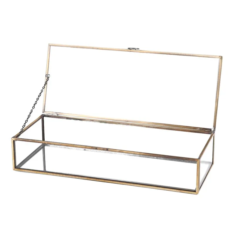Vintage Style Decorative Jewelry Storage Box Feature With Metal Frame And Glass Panels Will Be A Perfect Display Case