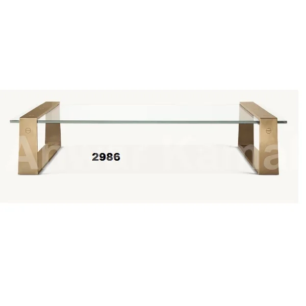 Bronze Iron Frame & Clear Tempered Glass Table With Brass Finished For Living Room Bed Room & Office