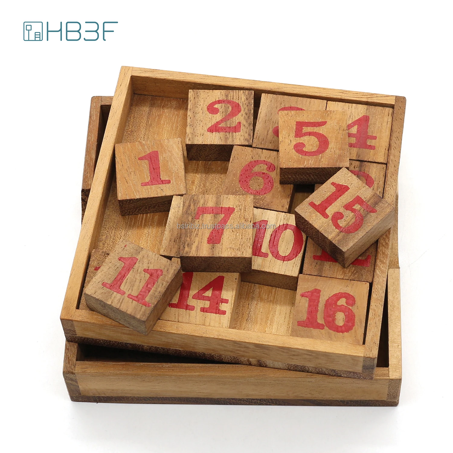 SLIDE 15 Slide Puzzle Wooden Monkeypod Wood for Children and Adults Brain Teaser Challenging Educational