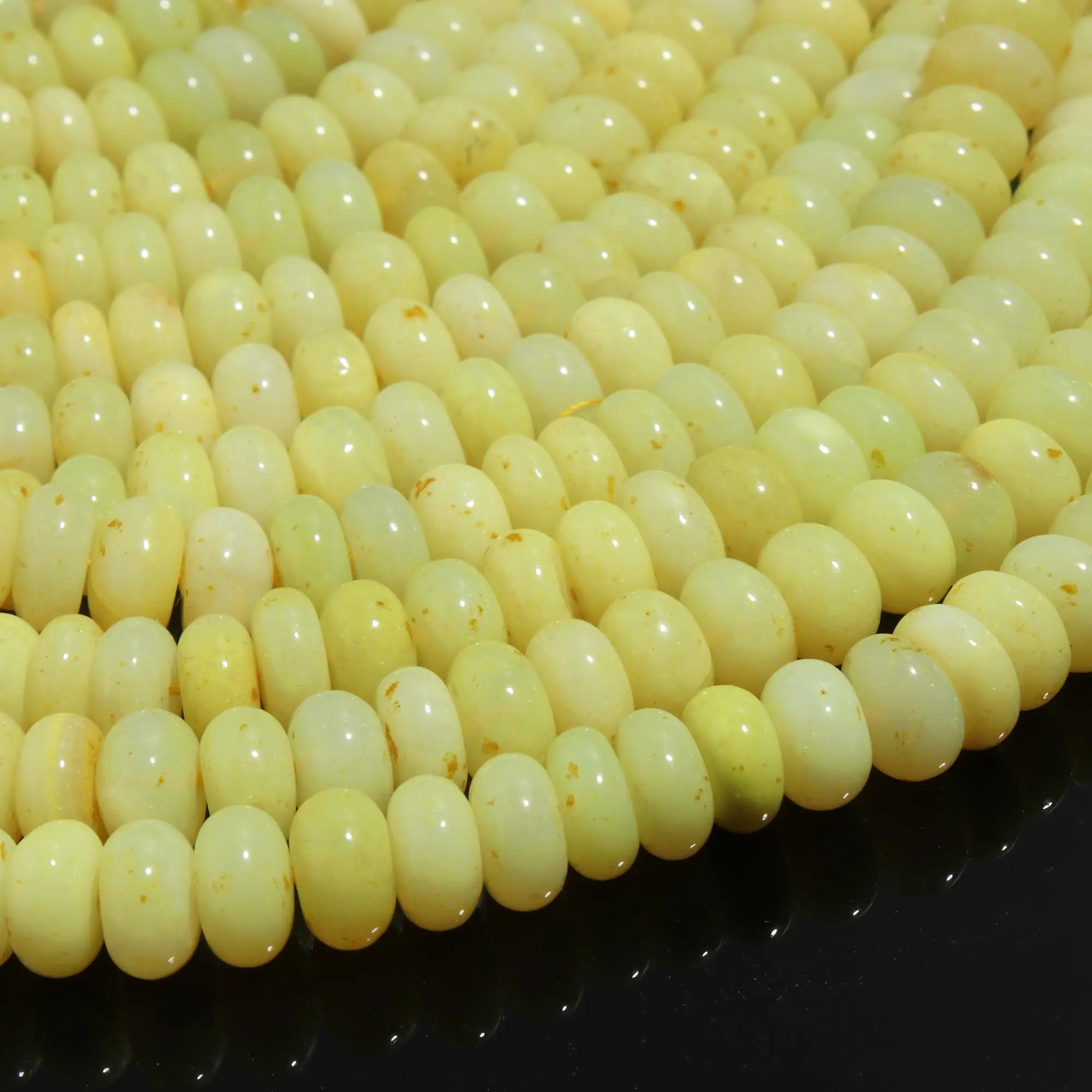 Hot Selling Beautiful Lemon Yellow Opal Smooth Rondelle Shape 7-10mm Beads for Jewelry Making Necklace & Bracelet Gift for Women