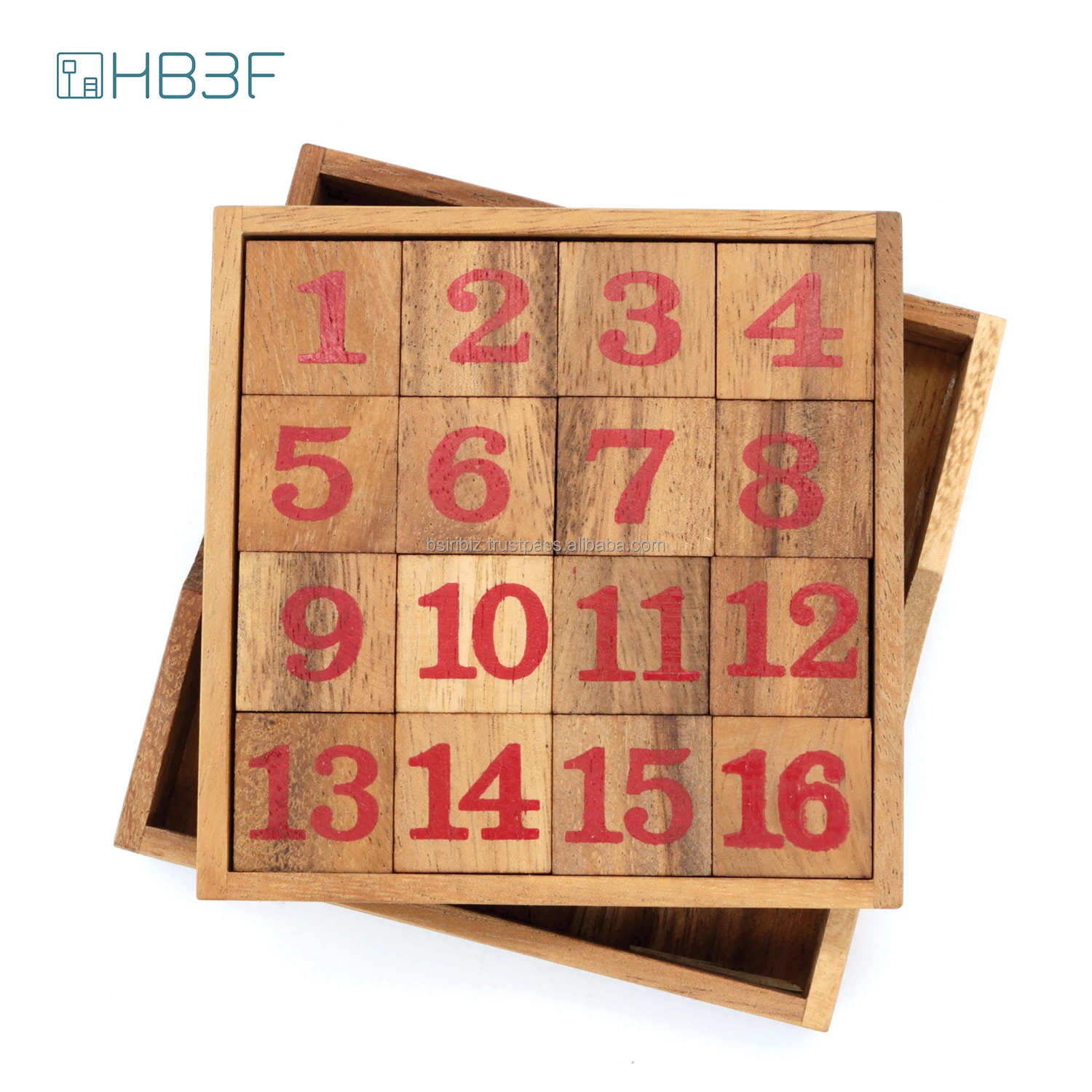 SLIDE 15 Slide Puzzle Wooden Monkeypod Wood for Children and Adults Brain Teaser Challenging Educational